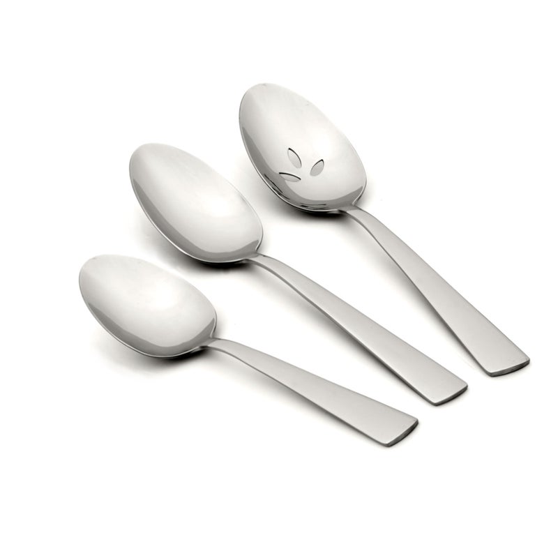 Oneida Nocha Everyday Flatware Serving Spoons, Set of 3 18/0 Stainless Steel, Silverware Set - Image 1